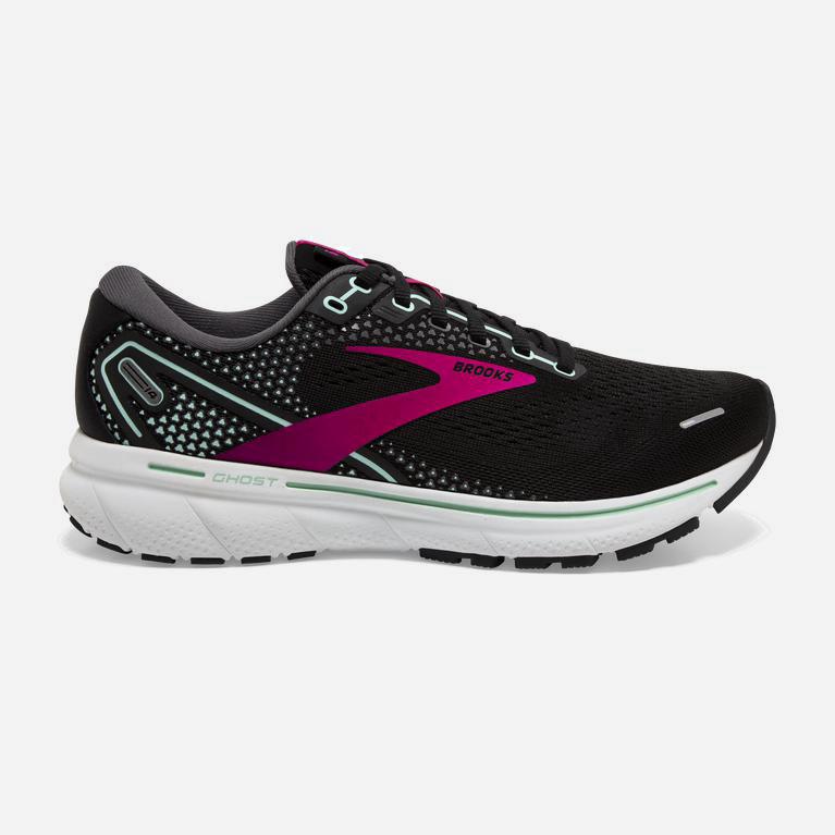 Brooks Ghost 14 Womens Cushioned Road Running Shoes - Black/Pink/Yucca/PaleTurquoise - Philippines (